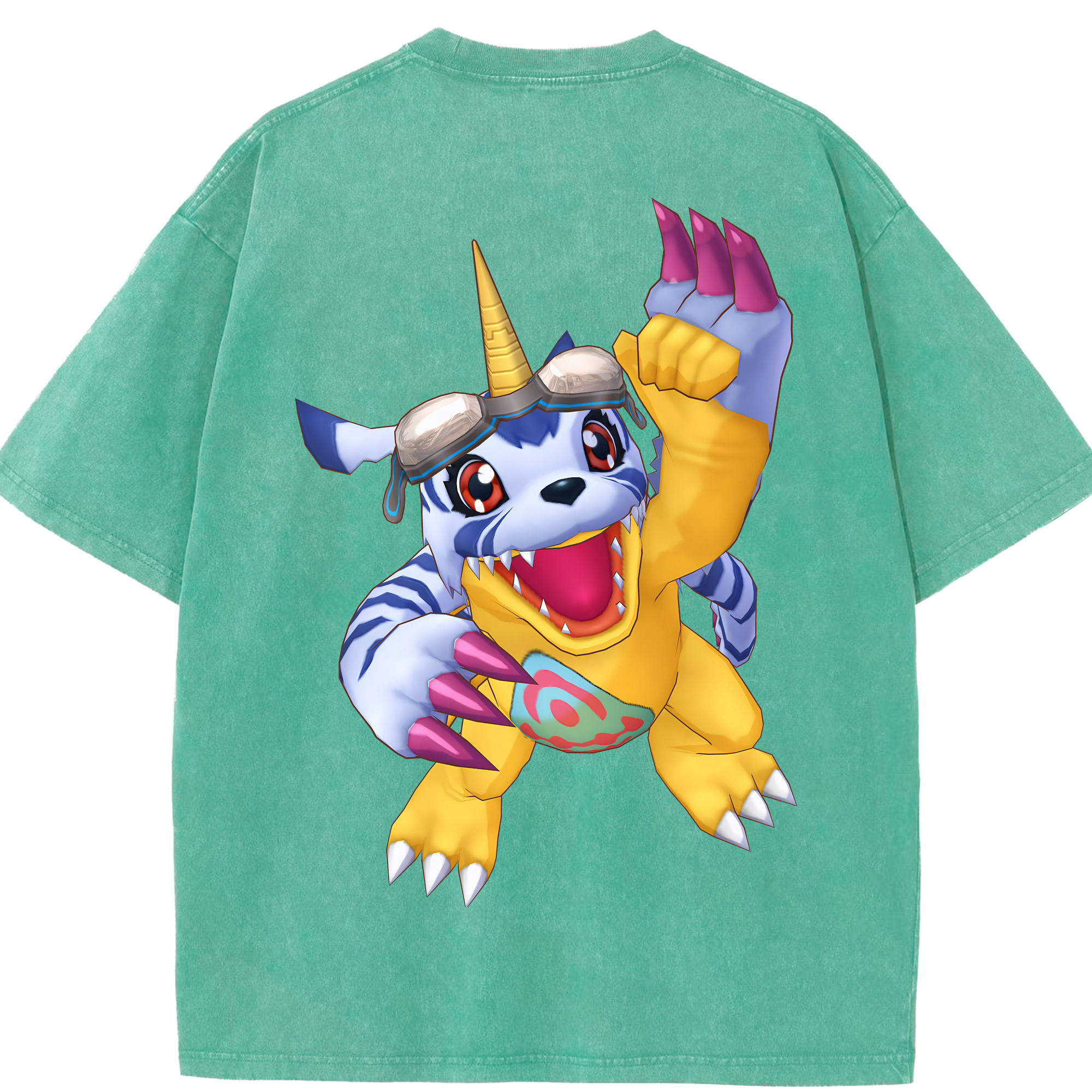 （画像用） Digimon デジタルモンスター/デジモン 綿100% ヴィンテージ風 半袖Tシャツ（背面プリント）